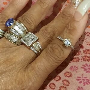 GENUINE SOLID 10K 2-TONE WHITE & YELLOW GOLD CZ ENGAGEMENT RING SIZE 5.75